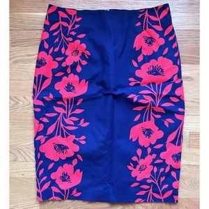 Boden pencil skirt in blue and red floral pattern, 10R
